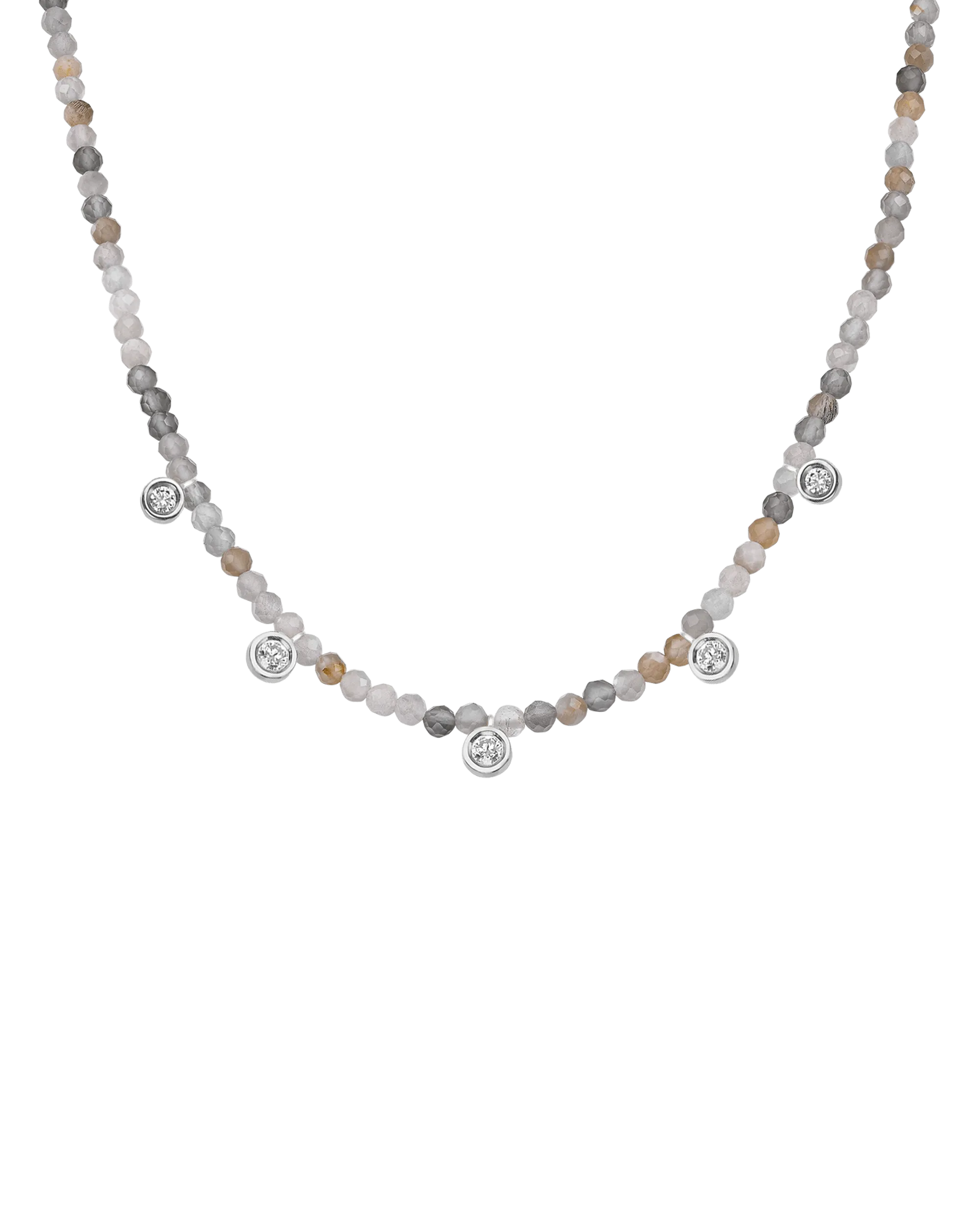 Garnet Gemstone & Five diamonds Necklace - 14K Rose Gold