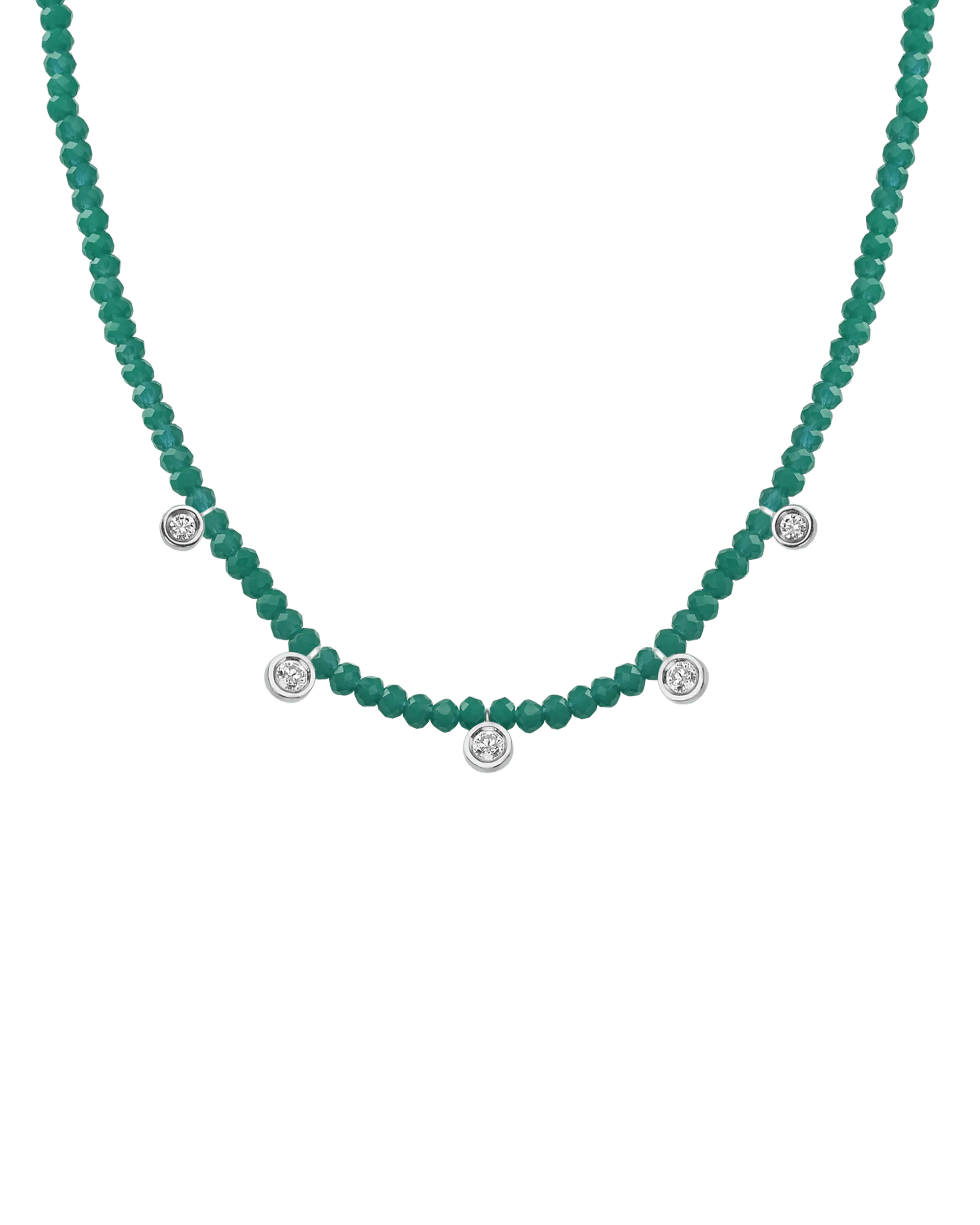 Garnet Gemstone & Five diamonds Necklace - 14K Rose Gold