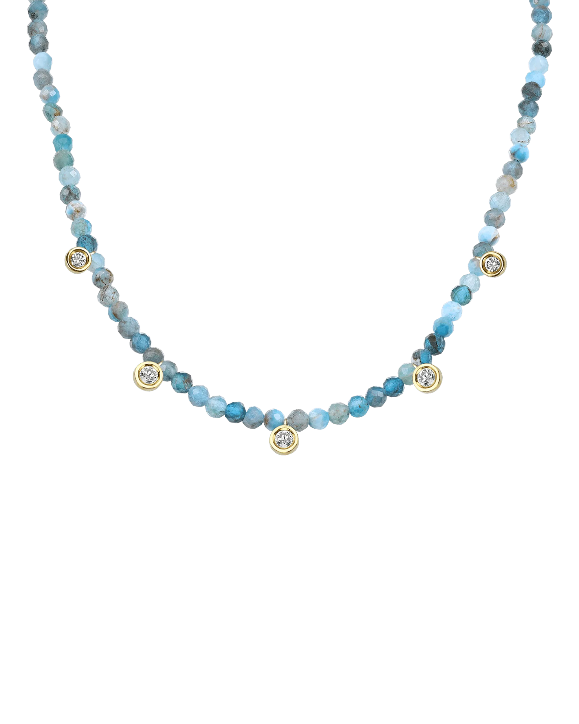 Garnet Gemstone & Five diamonds Necklace - 14K Rose Gold