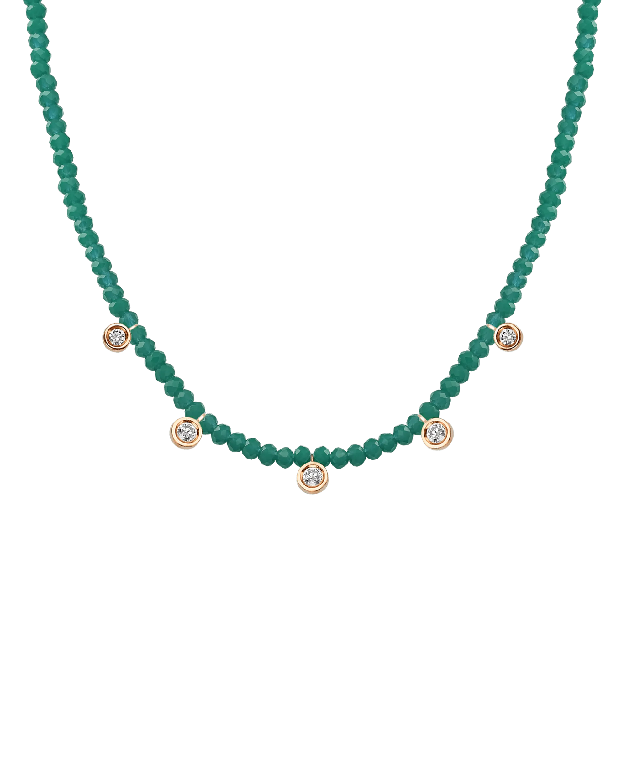 Garnet Gemstone & Five diamonds Necklace - 14K Rose Gold