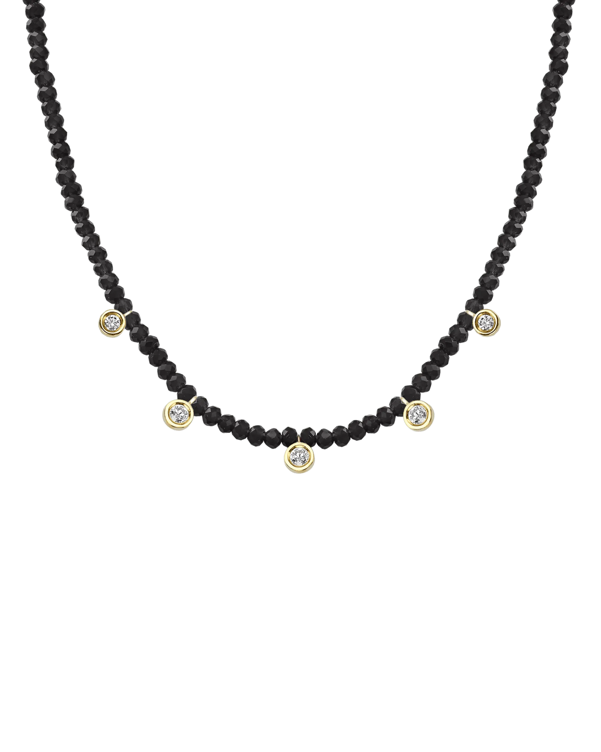 Garnet Gemstone & Five diamonds Necklace - 14K Rose Gold