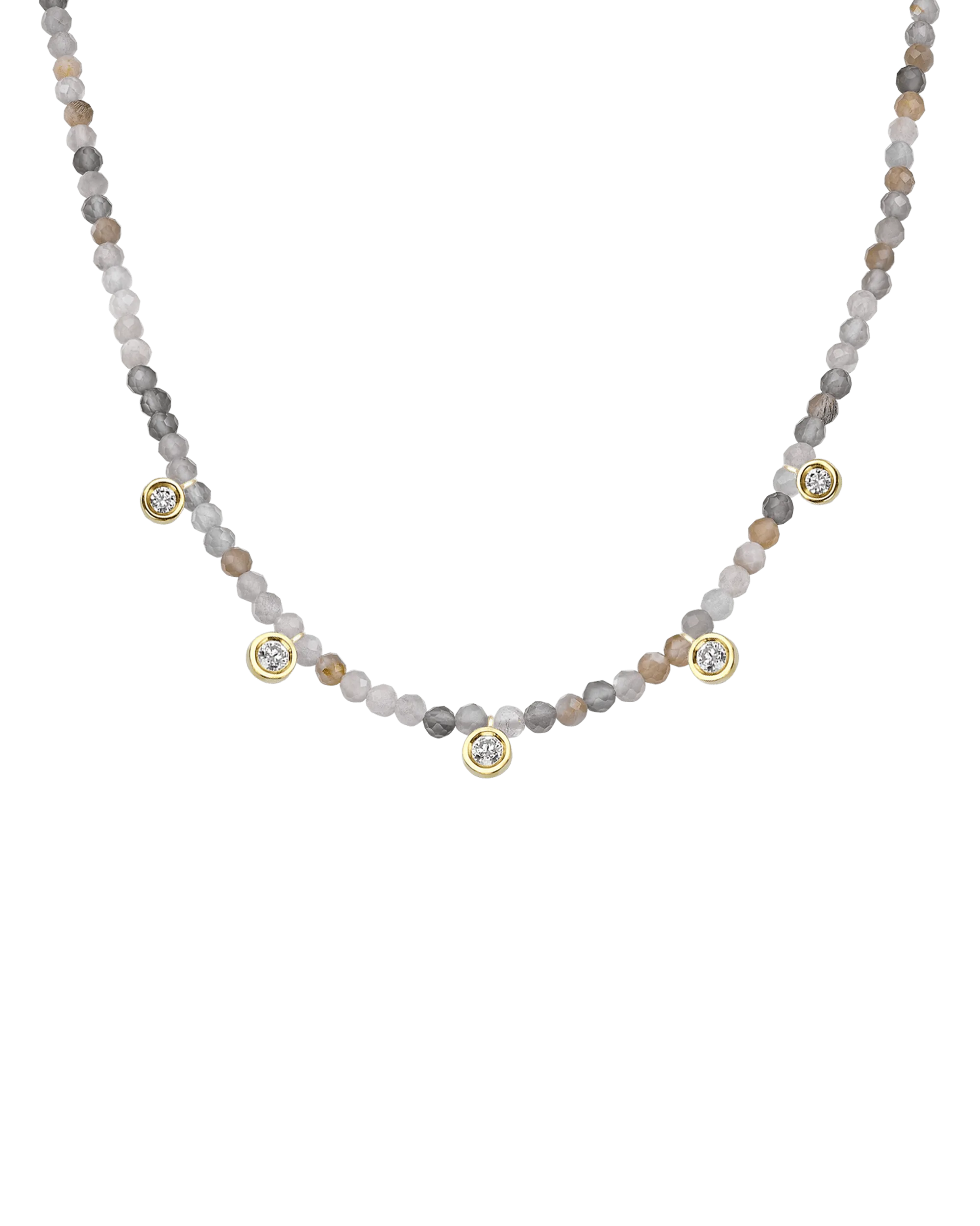Garnet Gemstone & Five diamonds Necklace - 14K Rose Gold