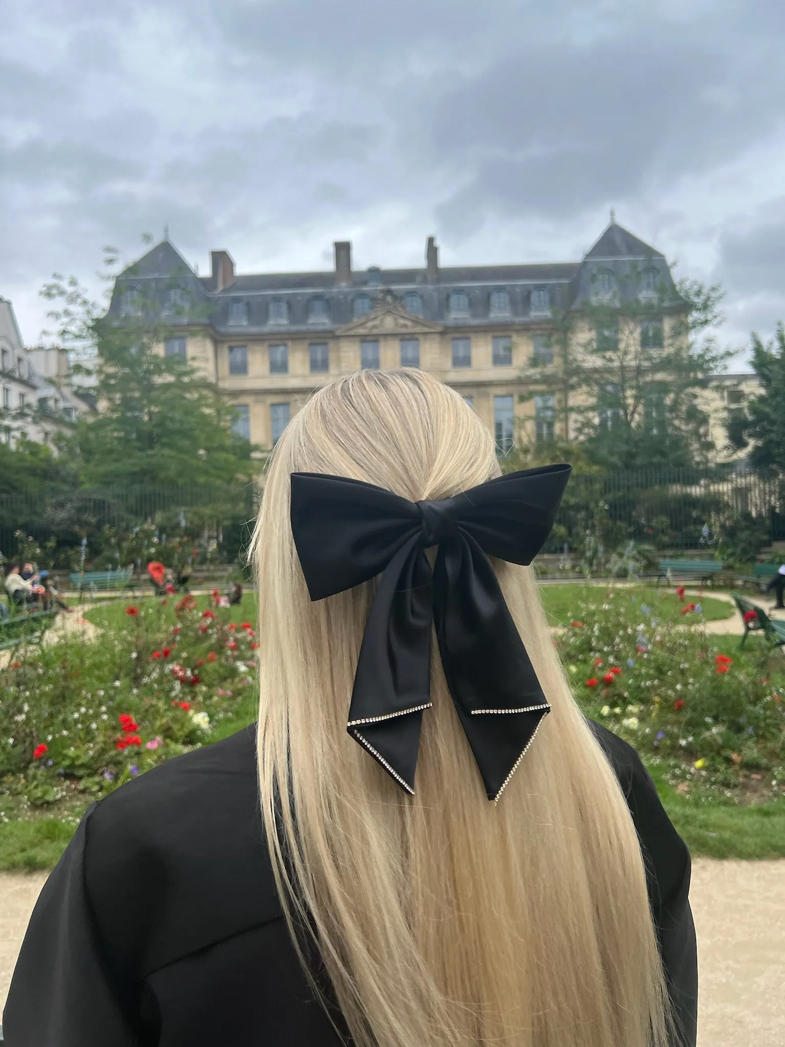 Gem Embellished Satin Bow