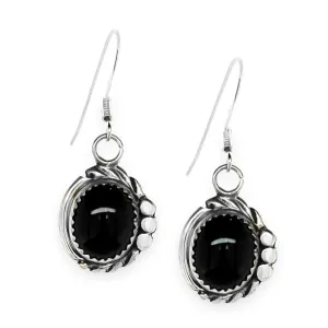 Genuine Black Onyx Earrings, 925 Sterling Silver, Native American USA Handmade, Nickle Free