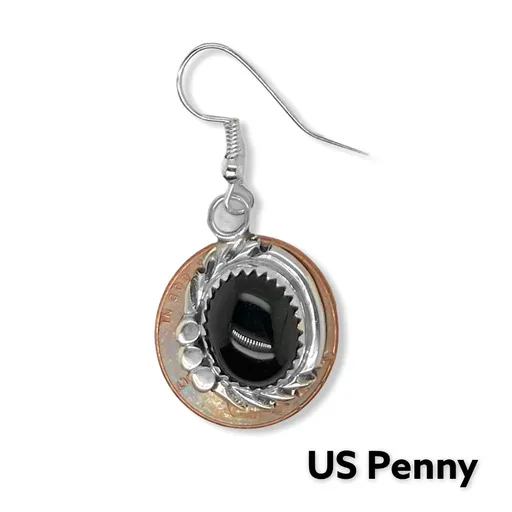 Genuine Black Onyx Earrings, 925 Sterling Silver, Native American USA Handmade, Nickle Free