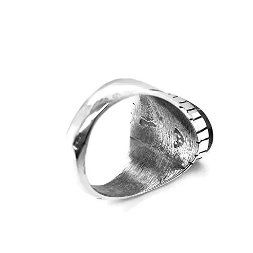 Genuine Black Onyx Inlay Ring, Size 11.5, Sterling Silver, Authentic Navajo Native American USA Handmade, Nickel Free, Southwest Jewelry for Men