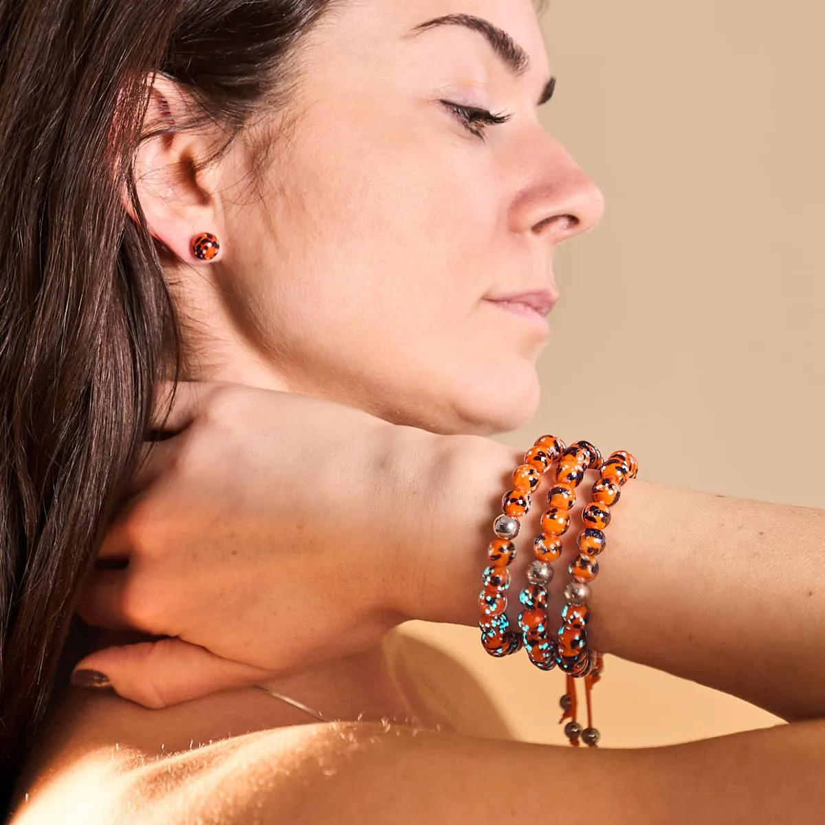 Glowing Ember | .925 Sterling Silver | Firefly Glass Stud Earrings