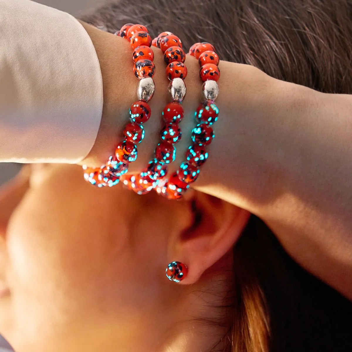 Glowing Ember | .925 Sterling Silver | Firefly Glass Stud Earrings