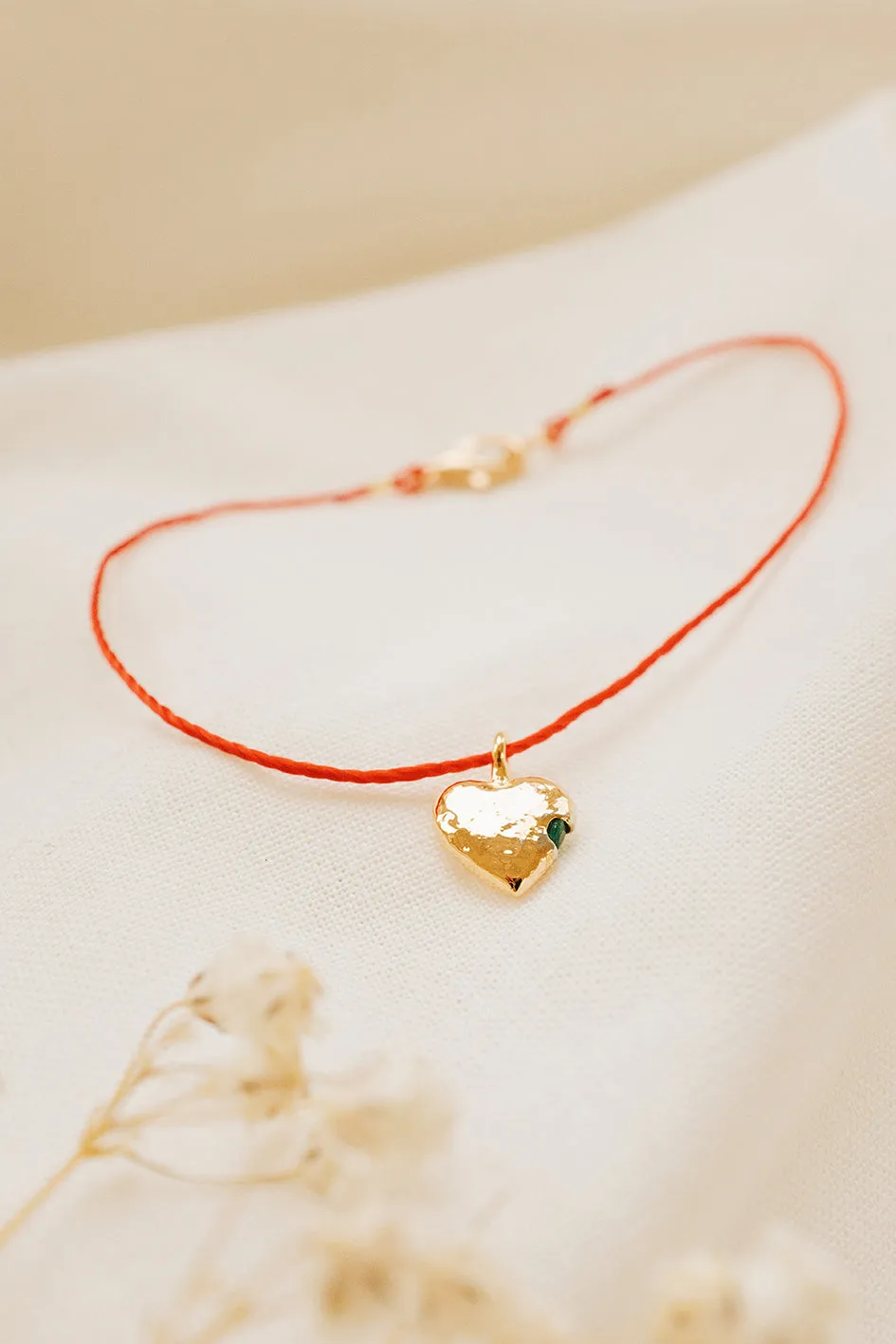 Gold Heart with Peridot Bracelet