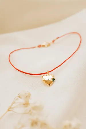 Gold Heart with Peridot Bracelet