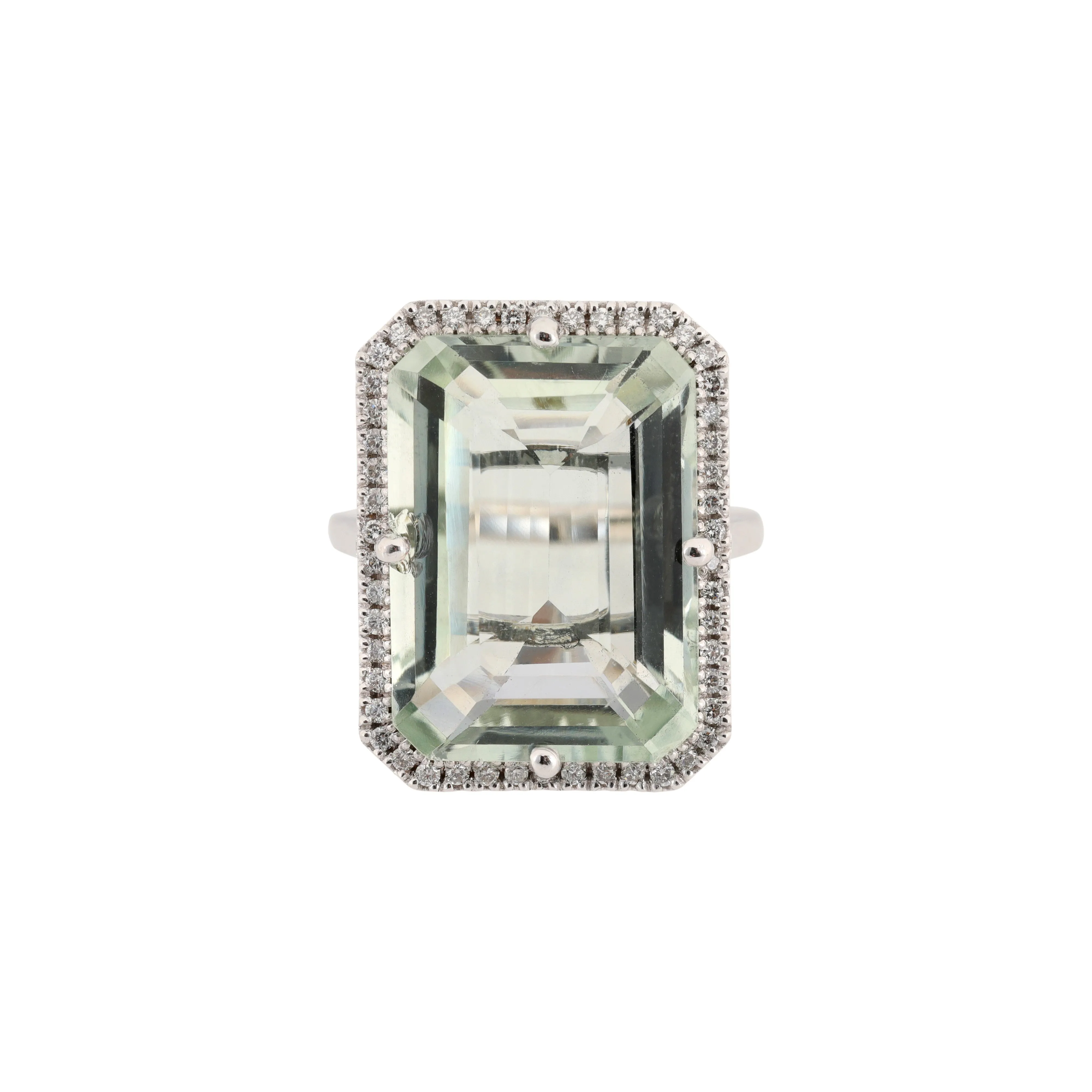 Green Amethyst & Diamond Cocktail Ring