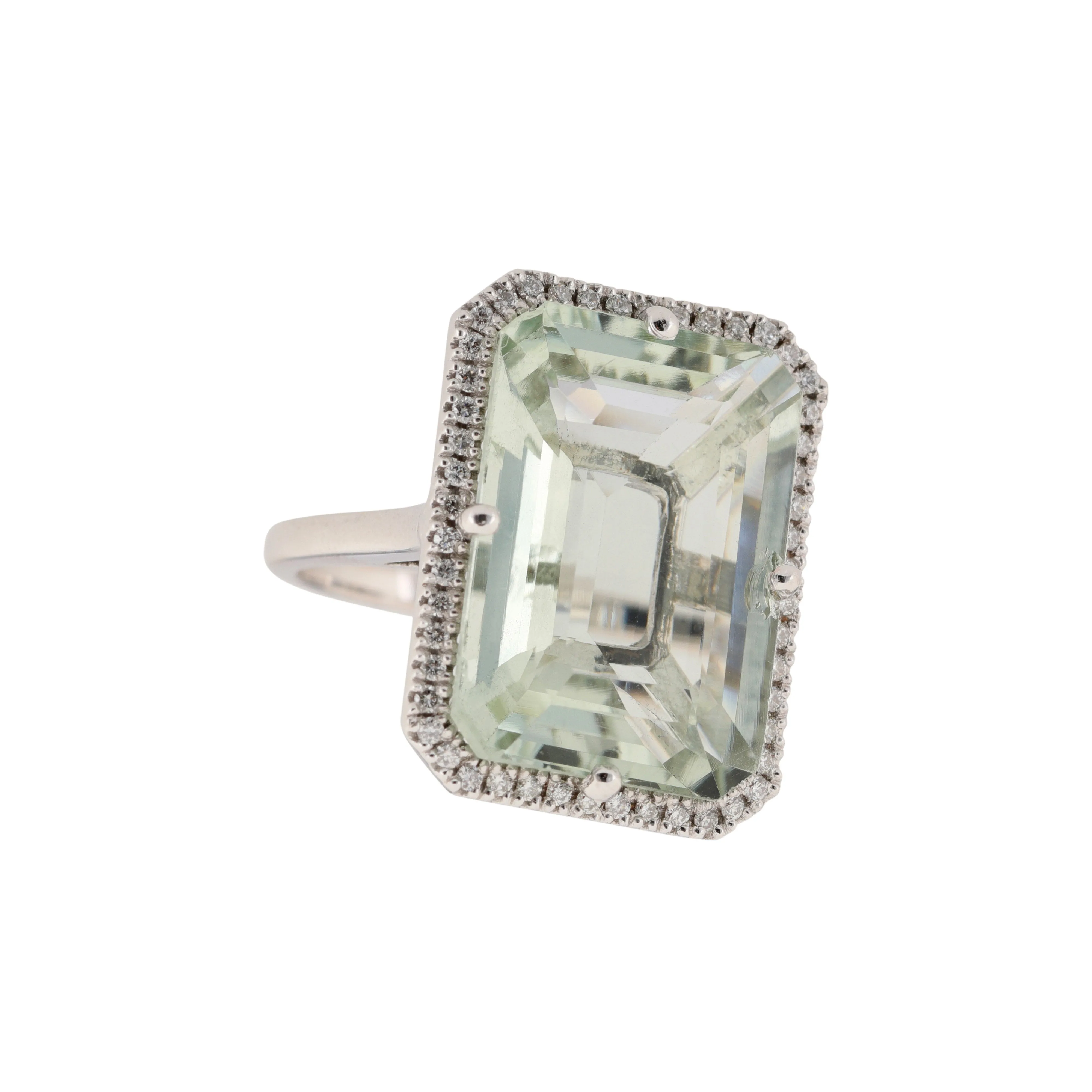 Green Amethyst & Diamond Cocktail Ring