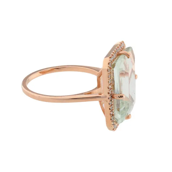 Green Amethyst & Diamond Cocktail Ring