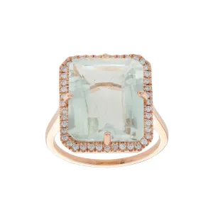 Green Amethyst & Diamond Cocktail Ring