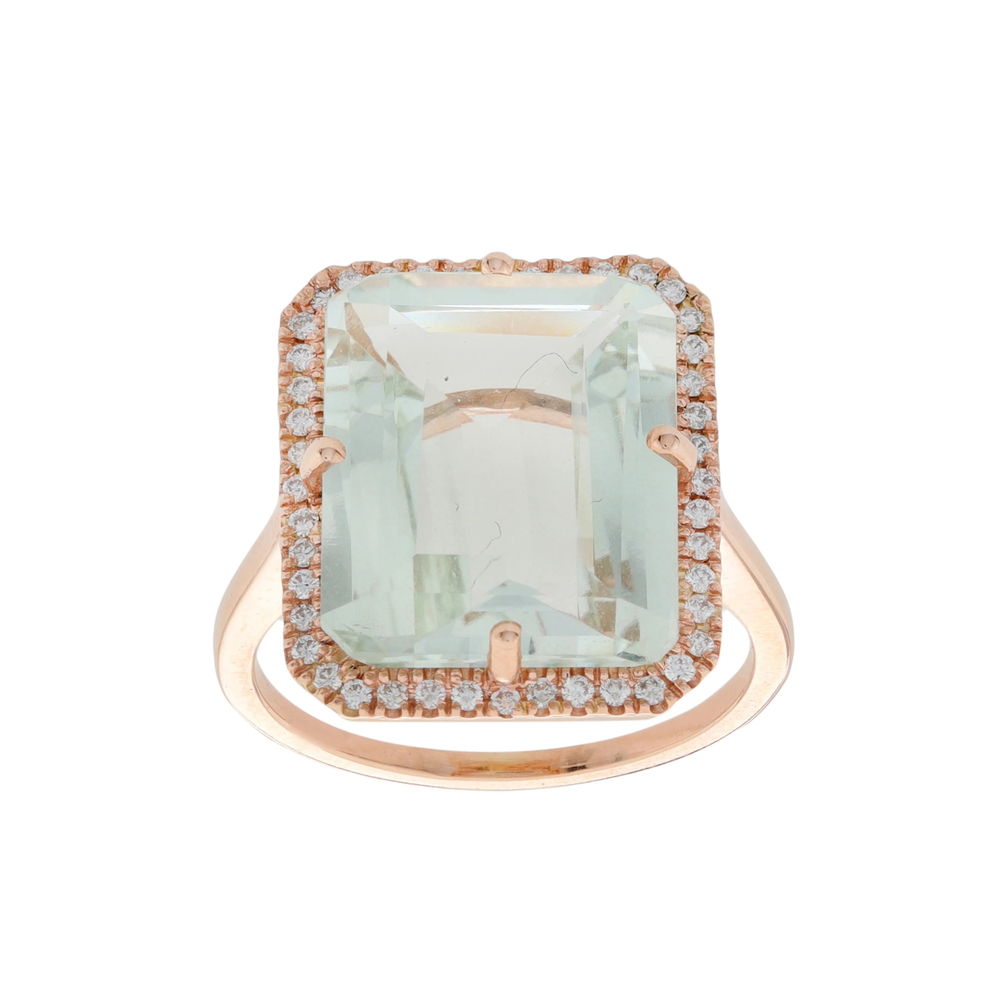 Green Amethyst & Diamond Cocktail Ring