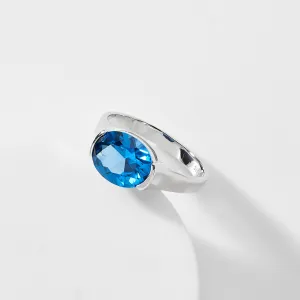 HAPPY HOUR BLUE OVAL COCKTAIL RING