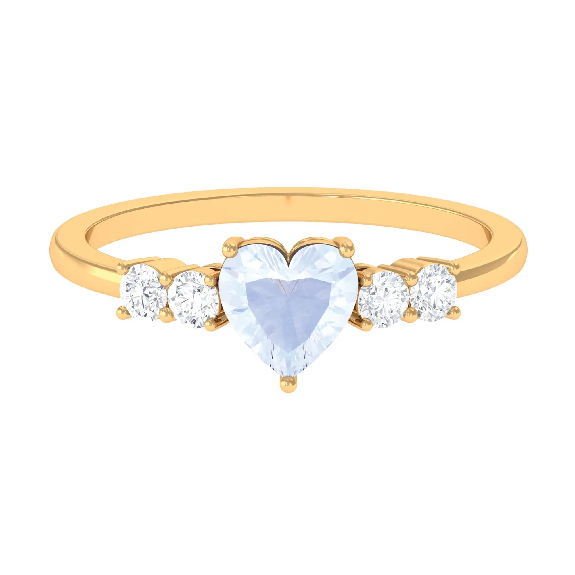 Heart Shape Moonstone Solitaire Promise Ring with Diamond