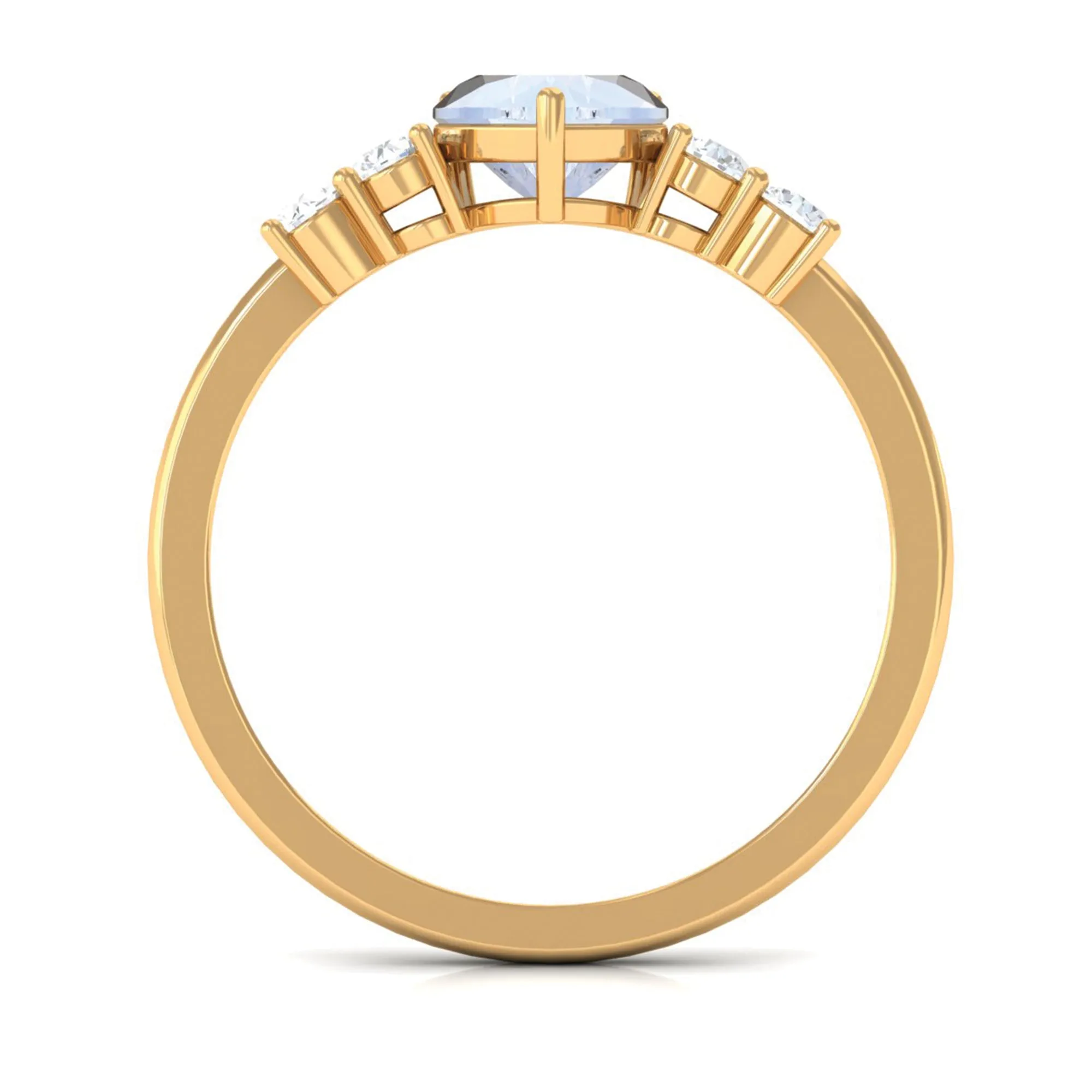 Heart Shape Moonstone Solitaire Promise Ring with Diamond