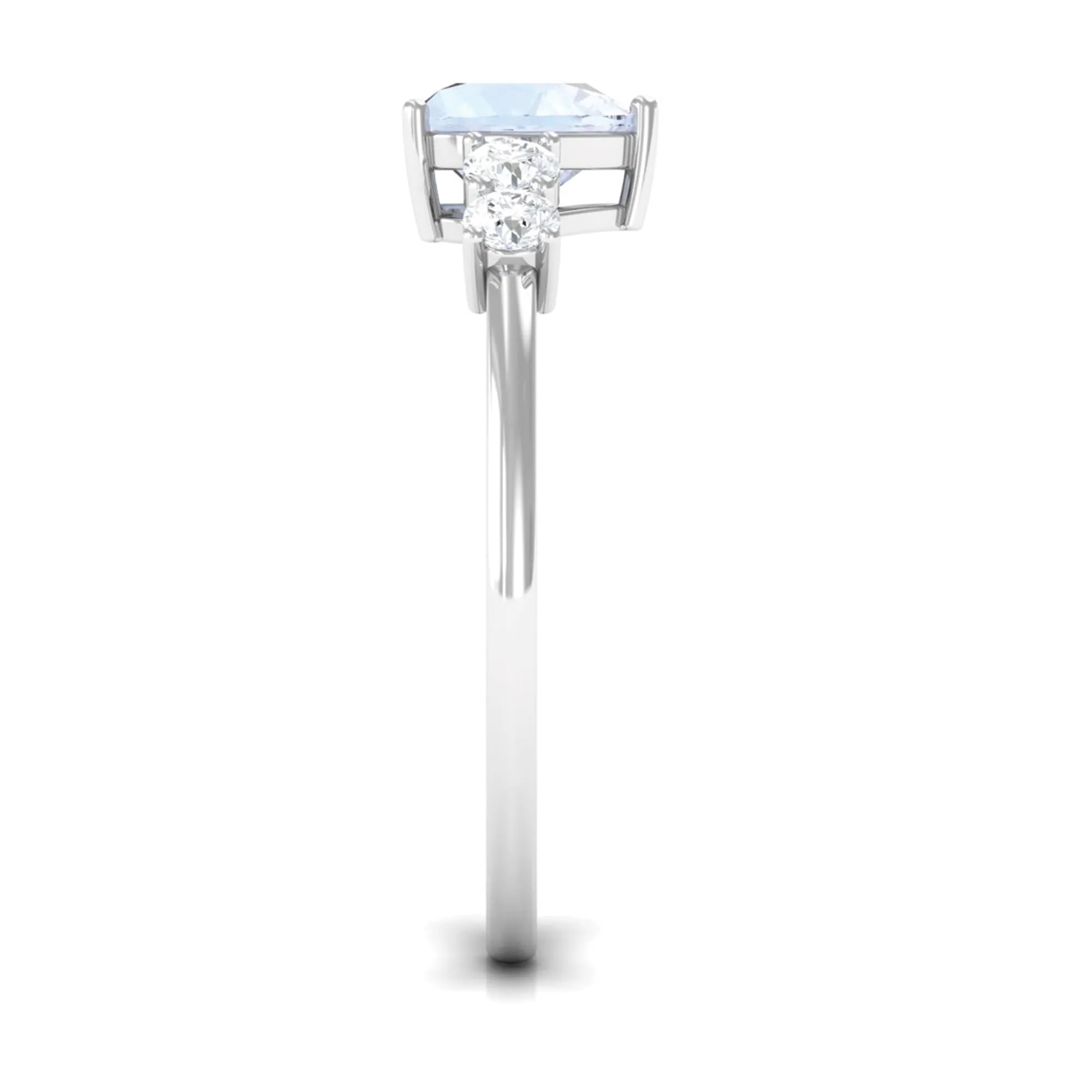 Heart Shape Moonstone Solitaire Promise Ring with Diamond