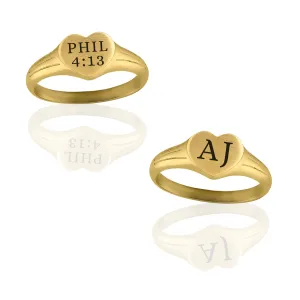 Heart Signet Engraved Ring