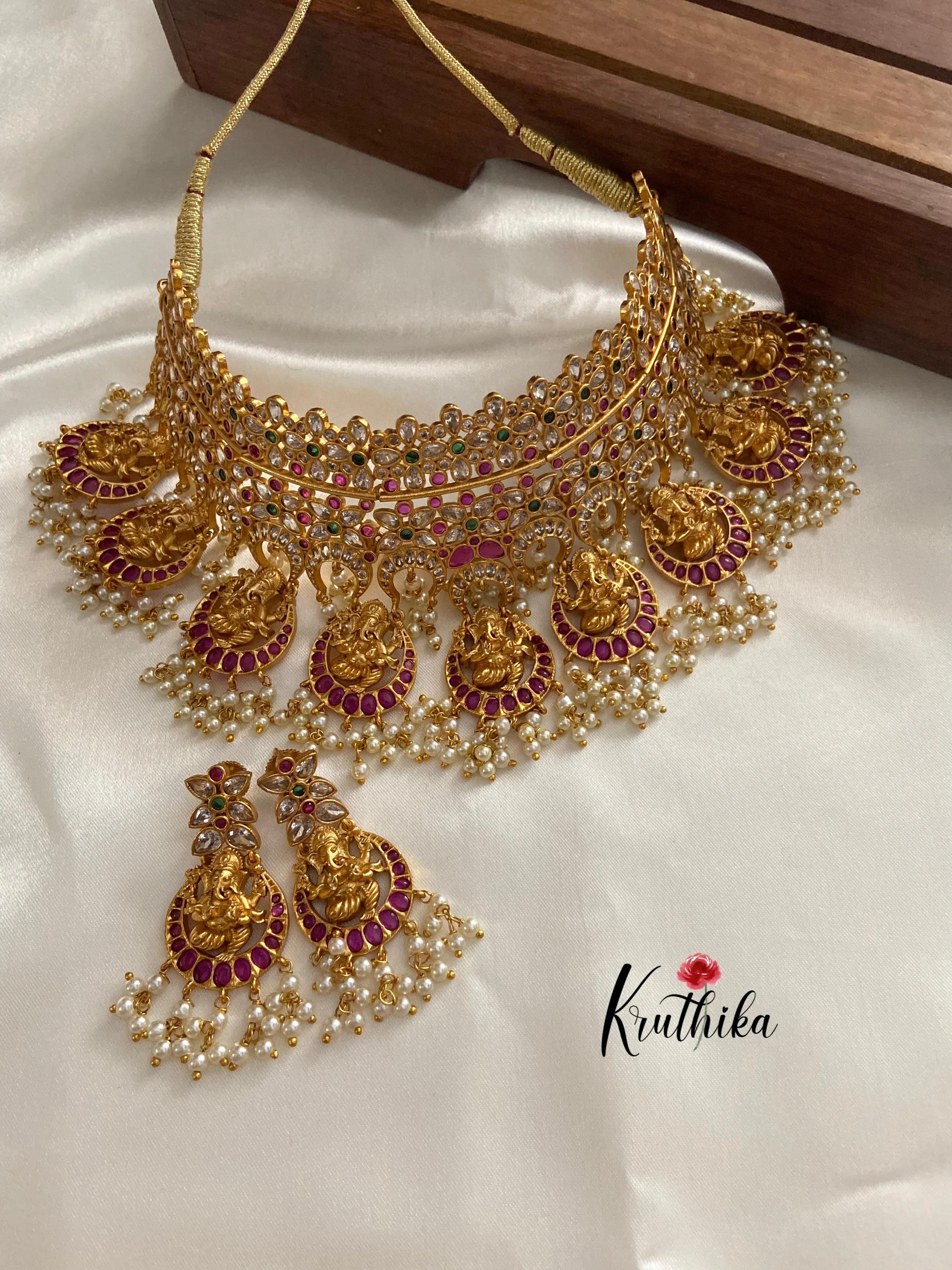 Heavy AD Ganesha Bridal Choker NC468