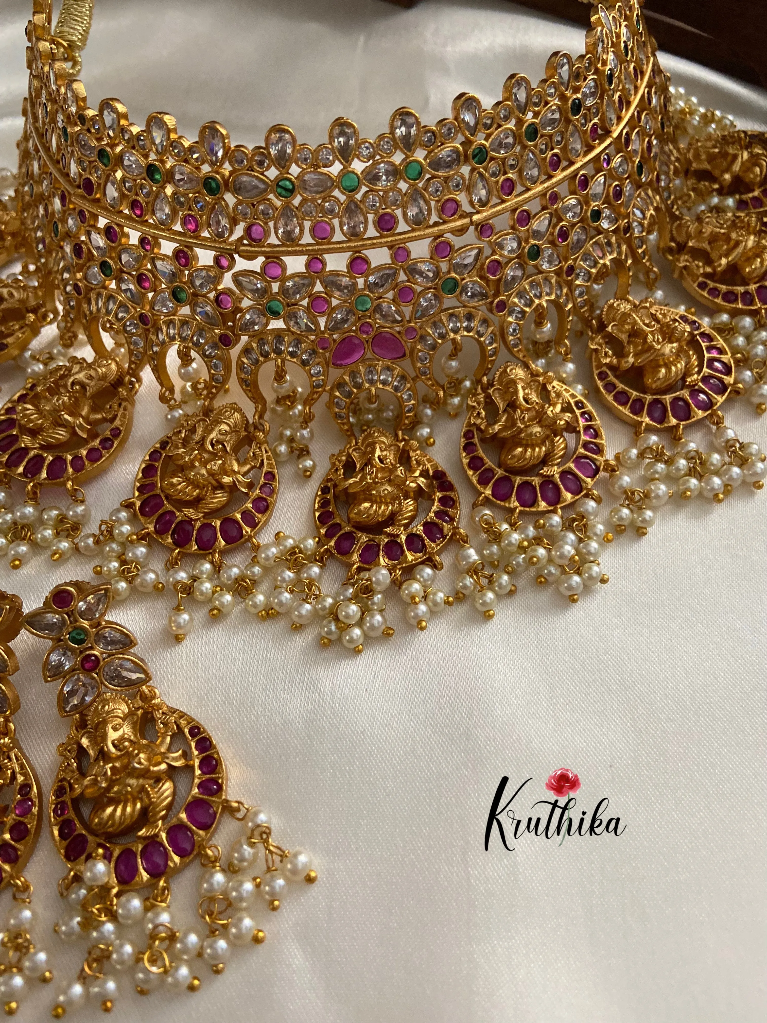 Heavy AD Ganesha Bridal Choker NC468