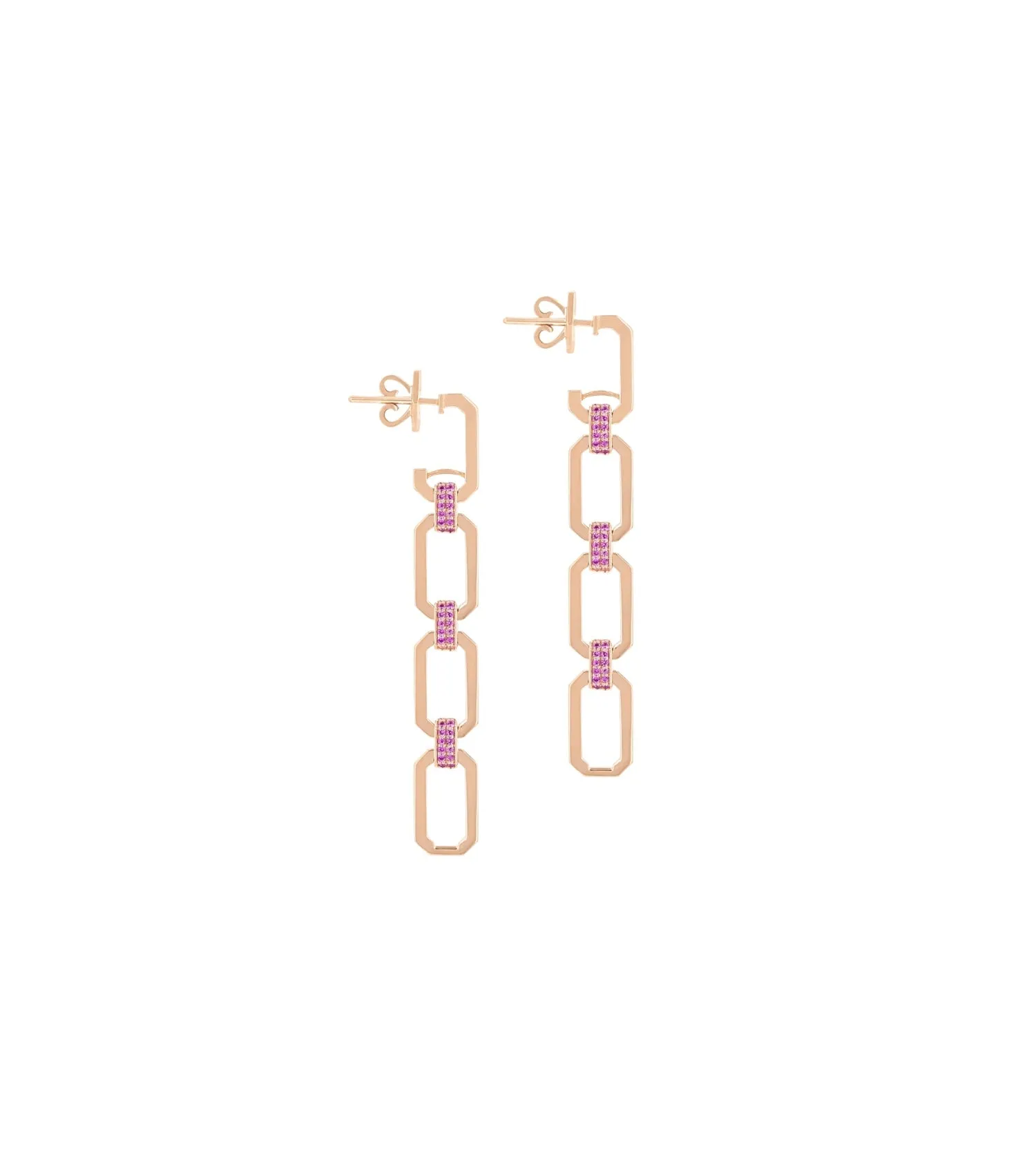 HEXA PINK CHAIN EARRINGS