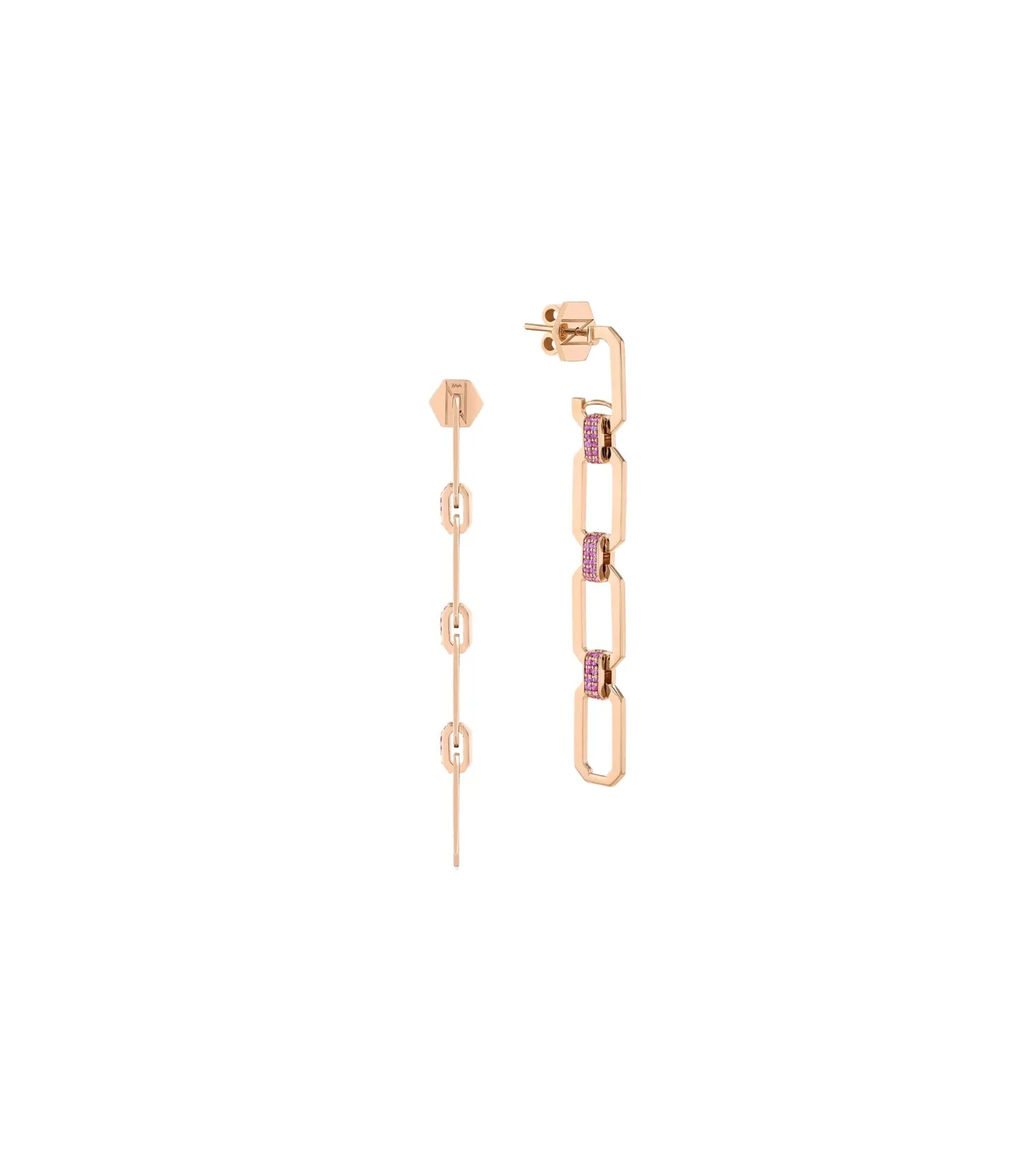 HEXA PINK CHAIN EARRINGS