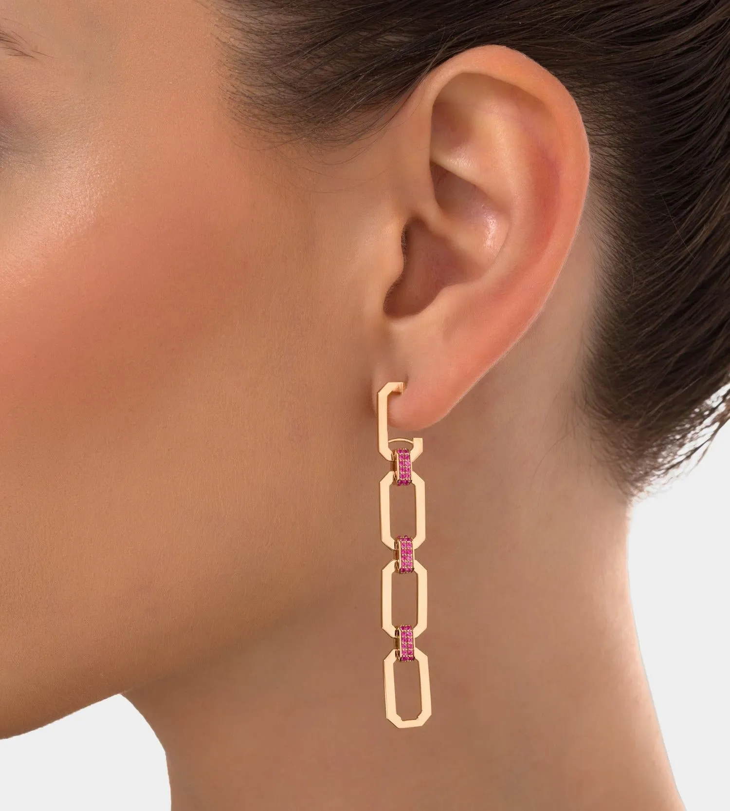 HEXA PINK CHAIN EARRINGS