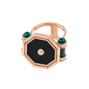 Hexagon Onyx Amulet Ring