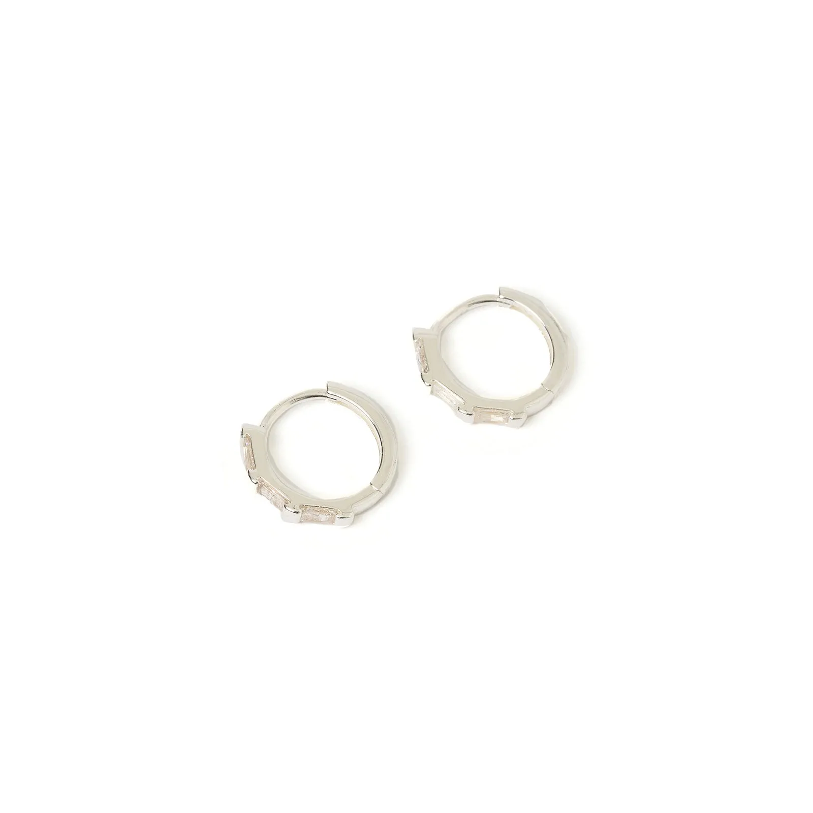 Holi Silver Huggie Earrings