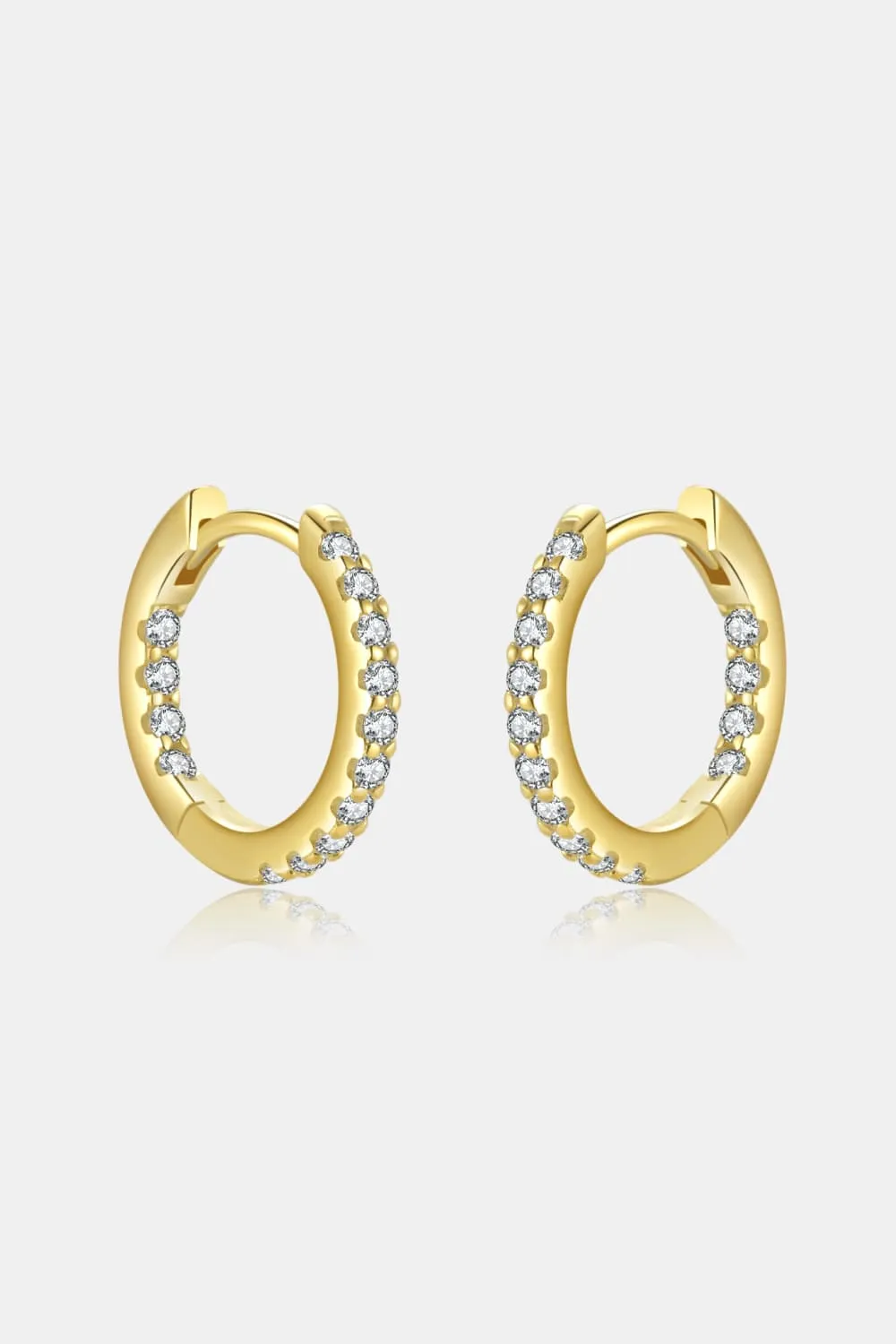 Inlaid Zircon 925 Sterling Silver Huggie Earrings