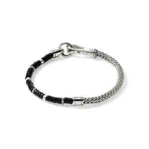 JOHN HARDY LARGE STERLING SILVER BLACK ONYX CHAIN BRACELET