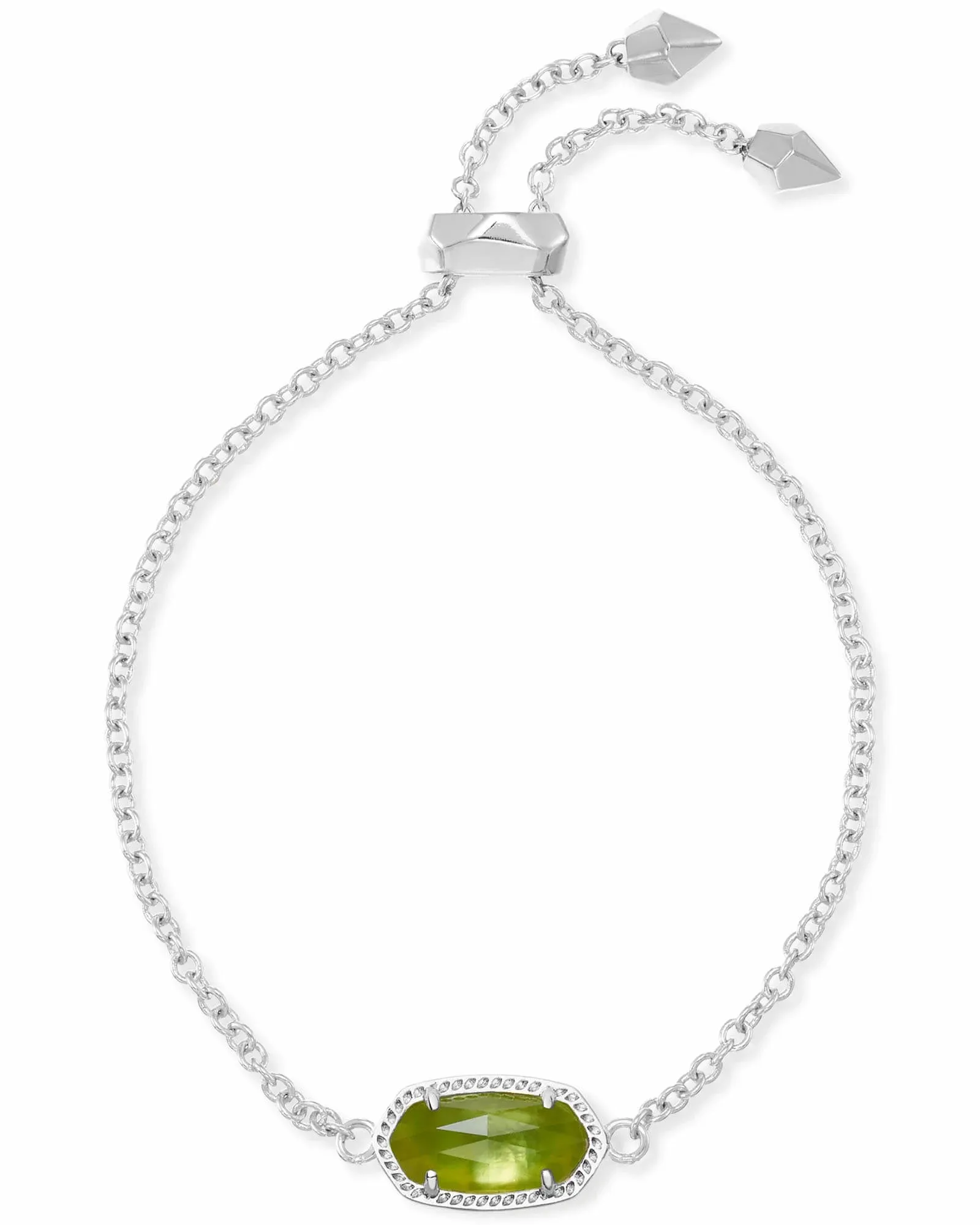 Kendra Scott Elaina Silver Adjustable Chain Bracelet in Peridot Illusion
