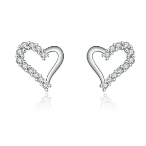 Korean Female Earrings Zircon Tender Heart-shaped Earrings