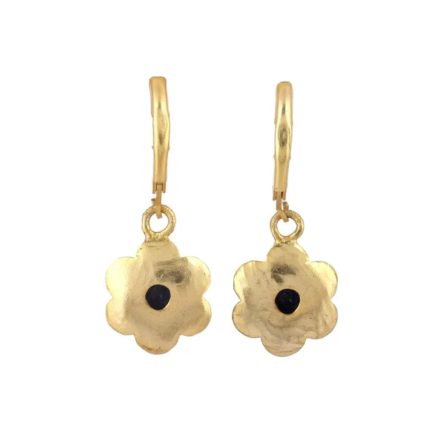 Lapis Gold Plated Brass Enamel Earrings