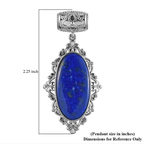 Lapis Lazuli Fancy Pendant | in Platinum W/ Magnet Detail Blue Silver 23. Ctw