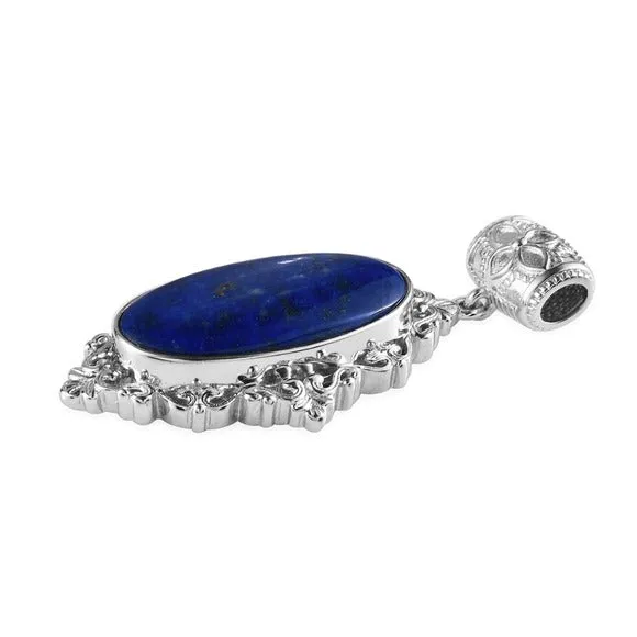 Lapis Lazuli Fancy Pendant | in Platinum W/ Magnet Detail Blue Silver 23. Ctw