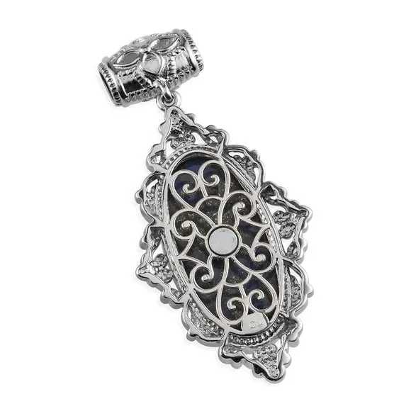 Lapis Lazuli Fancy Pendant | in Platinum W/ Magnet Detail Blue Silver 23. Ctw