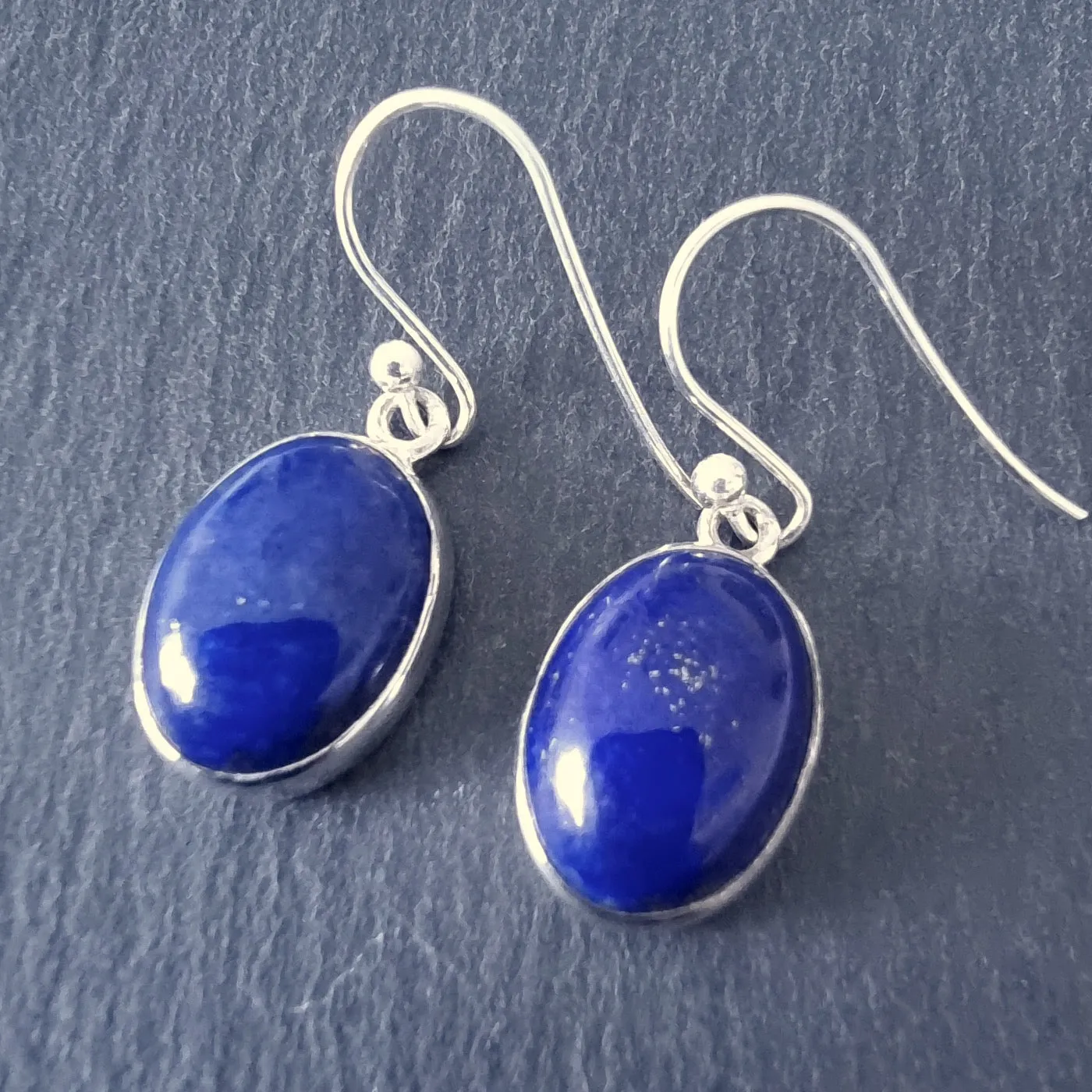 Lapis Lazuli Oval 14mm x 10mm 925 Silver Earrings, E2LL