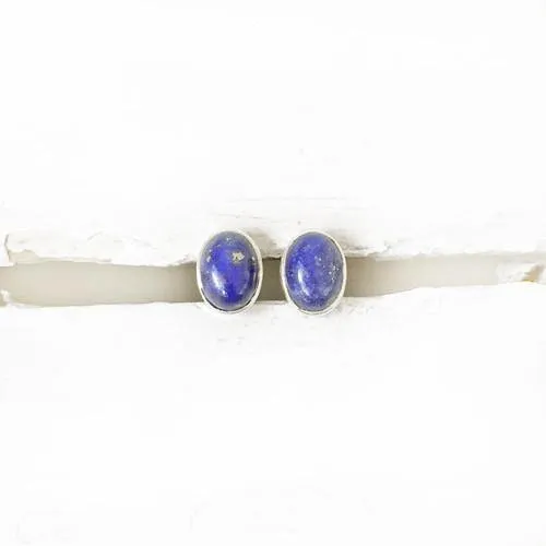 Lapis Lazuli Oval Silver Stud