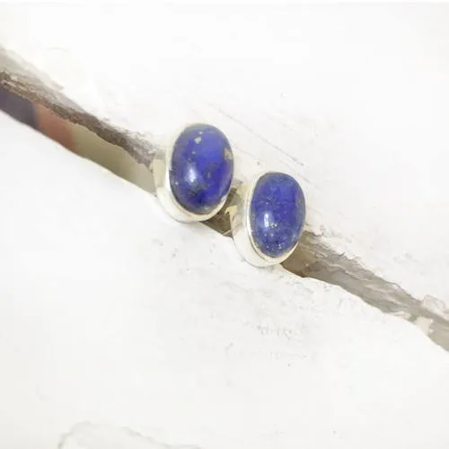 Lapis Lazuli Oval Silver Stud