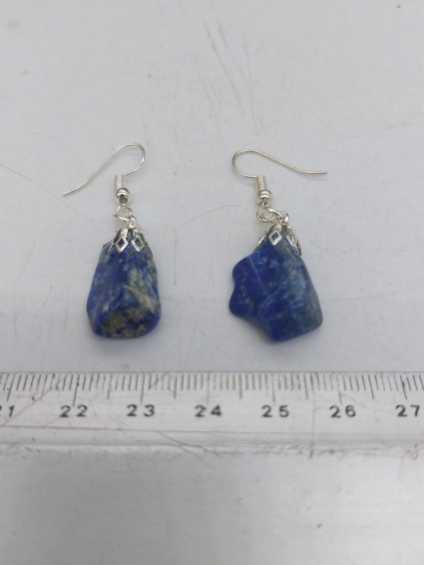 Lapis Lazuli Polished Crystal Earrings Handmade