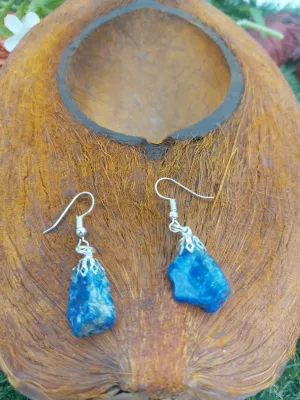Lapis Lazuli Polished Crystal Earrings Handmade