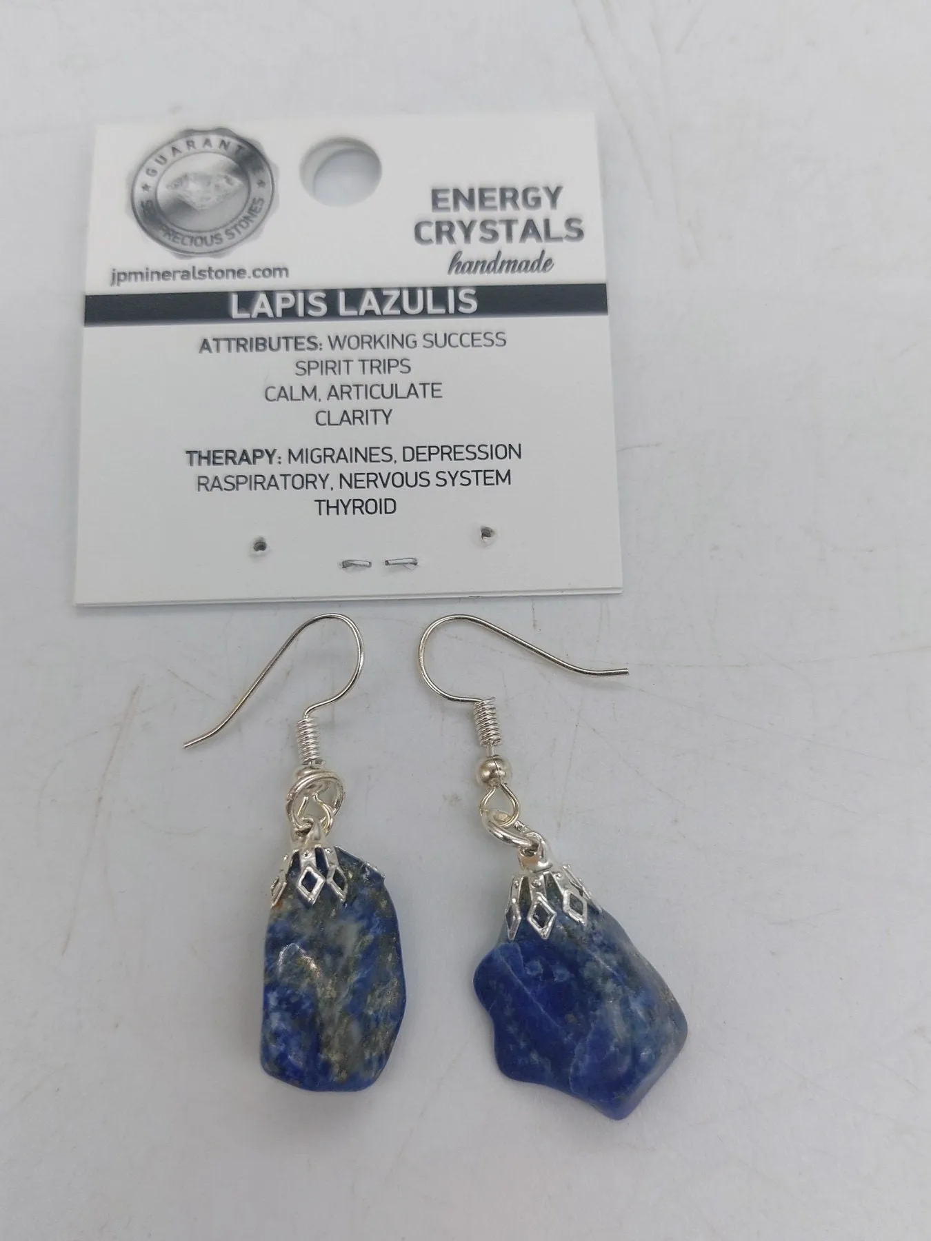 Lapis Lazuli Polished Crystal Earrings Handmade