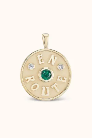 Large En Route Charm - Emerald 14k Yellow Gold