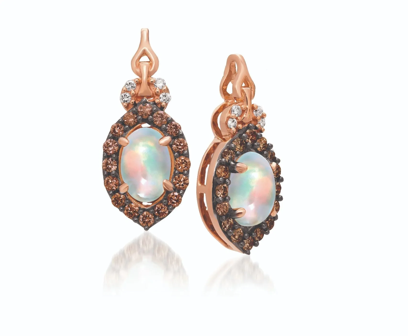 Le Vian Oval Cut Neopolitan Opal Halo Chocolate Diamond Earrings