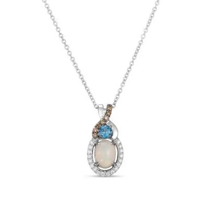 Le Vian Pendant featuring Neopolitan Opal, Deep Sea Blue Topaz with Vanilla and Chocolate Diamonds set in 14K Vanilla Gold