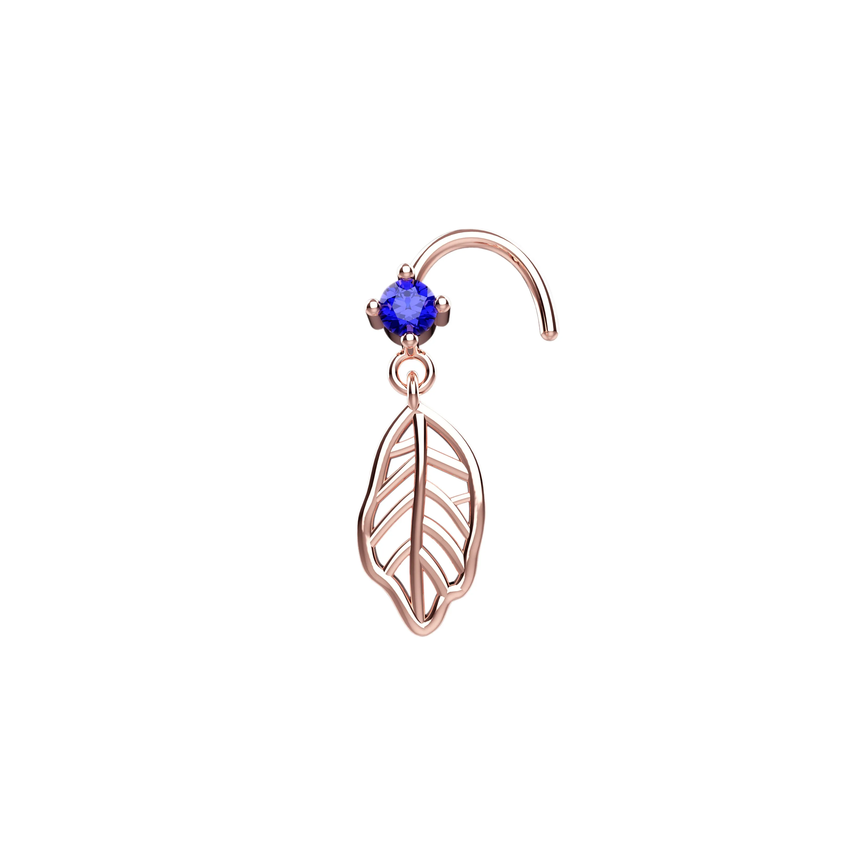 Leaf Dangle Nose Stud – Gold Nose Piercing Jewelry for Women