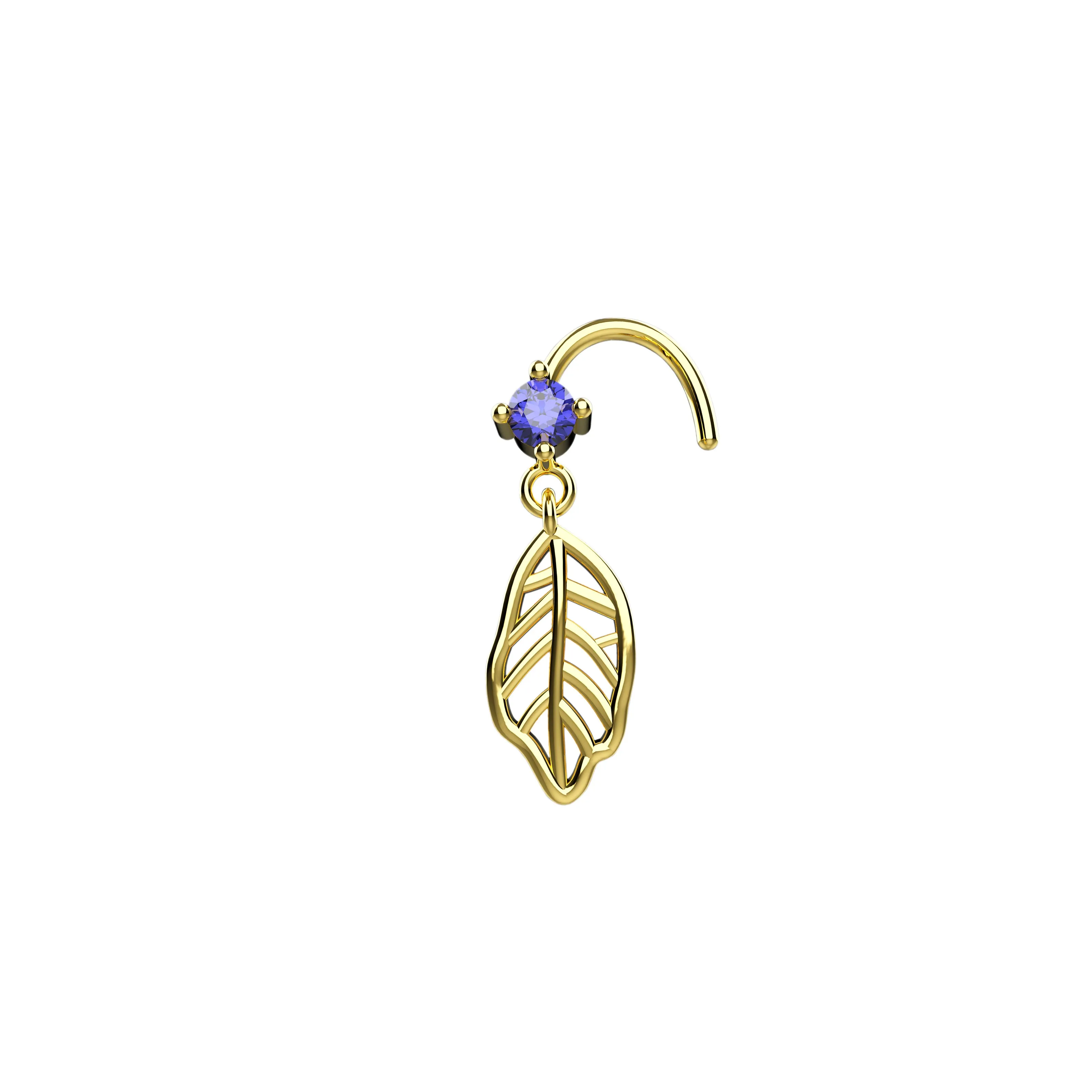 Leaf Dangle Nose Stud – Gold Nose Piercing Jewelry for Women